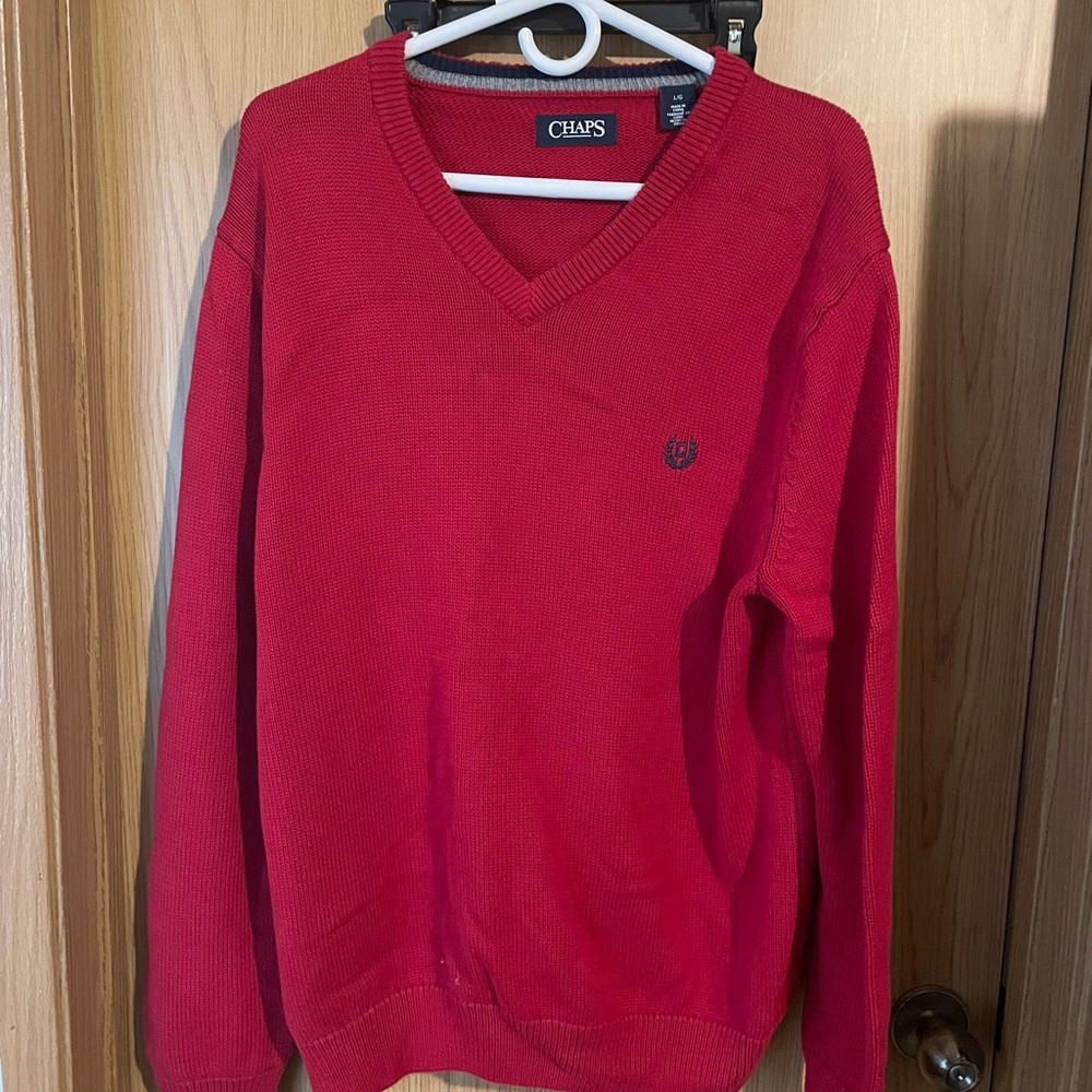 Chaps V Neck Sweater Men Sz Lg - Men | Color: Maroon | Size: L
